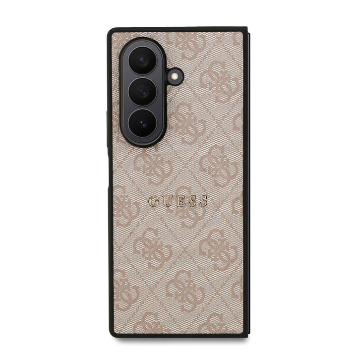 Guess Samsung Galaxy Z Fold 7 Backcover hoesje - Magsafe PU Leather - 4G Classic Logo - Roze-Hoesjes-Ilumina Benelux