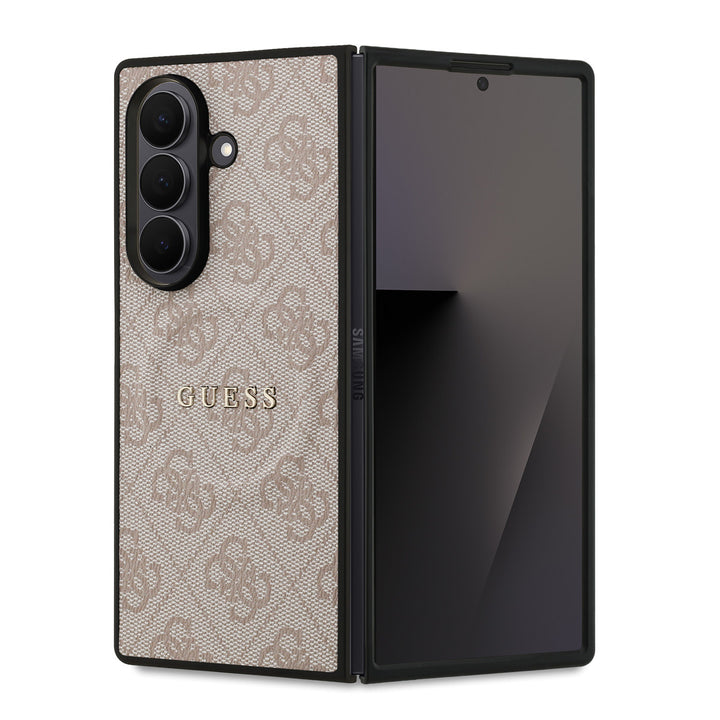 Guess Samsung Galaxy Z Fold 7 Backcover hoesje - Magsafe PU Leather - 4G Classic Logo - Roze-Hoesjes-Ilumina Benelux