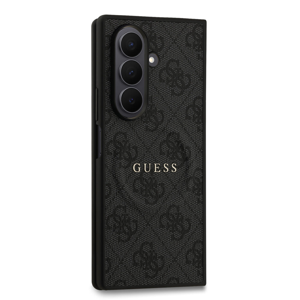Guess Samsung Galaxy Z Fold 7 Backcover hoesje - Magsafe PU Leather - 4G Classic Logo - Zwart-Hoesjes-Ilumina Benelux