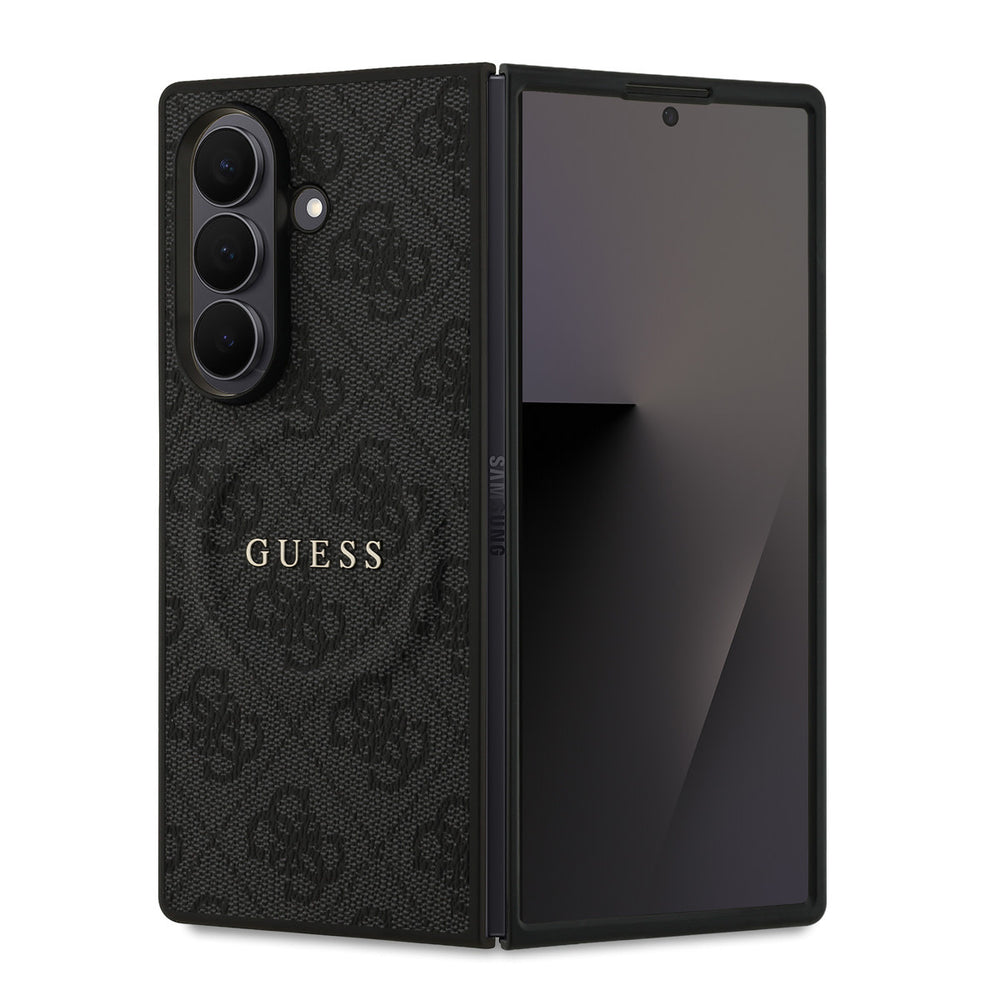 Guess Samsung Galaxy Z Fold 7 Backcover hoesje - Magsafe PU Leather - 4G Classic Logo - Zwart-Hoesjes-Ilumina Benelux