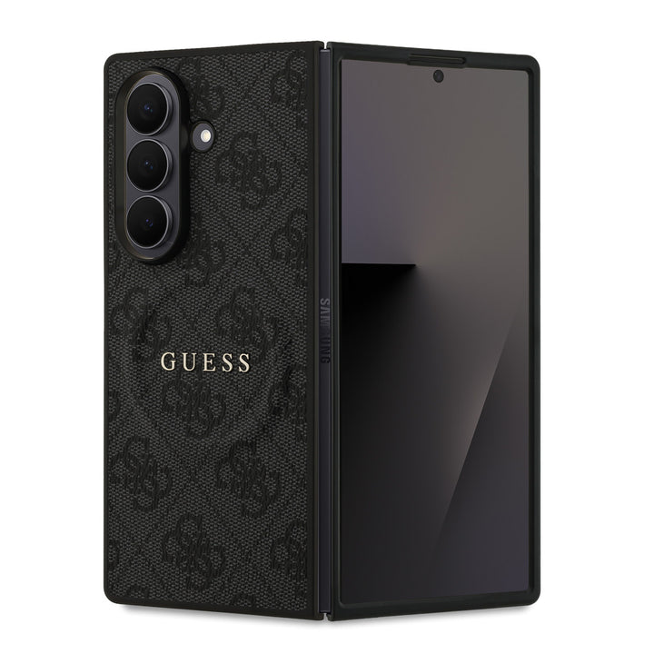 Guess Samsung Galaxy Z Fold 7 Backcover hoesje - Magsafe PU Leather - 4G Classic Logo - Zwart-Hoesjes-Ilumina Benelux