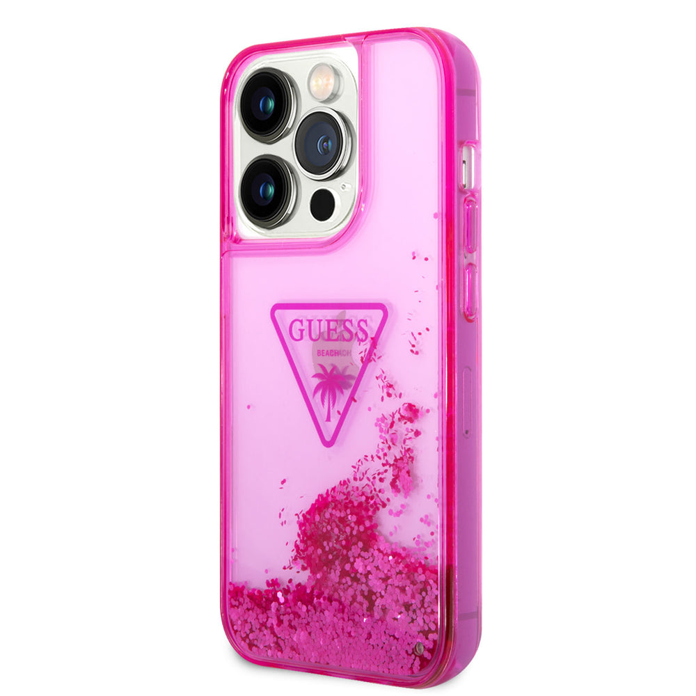 Guess TPU Liquid Glitter Hardcase Hoesje - Translucent - Apple iPhone 14 Pro-Hoesjes-Ilumina Benelux