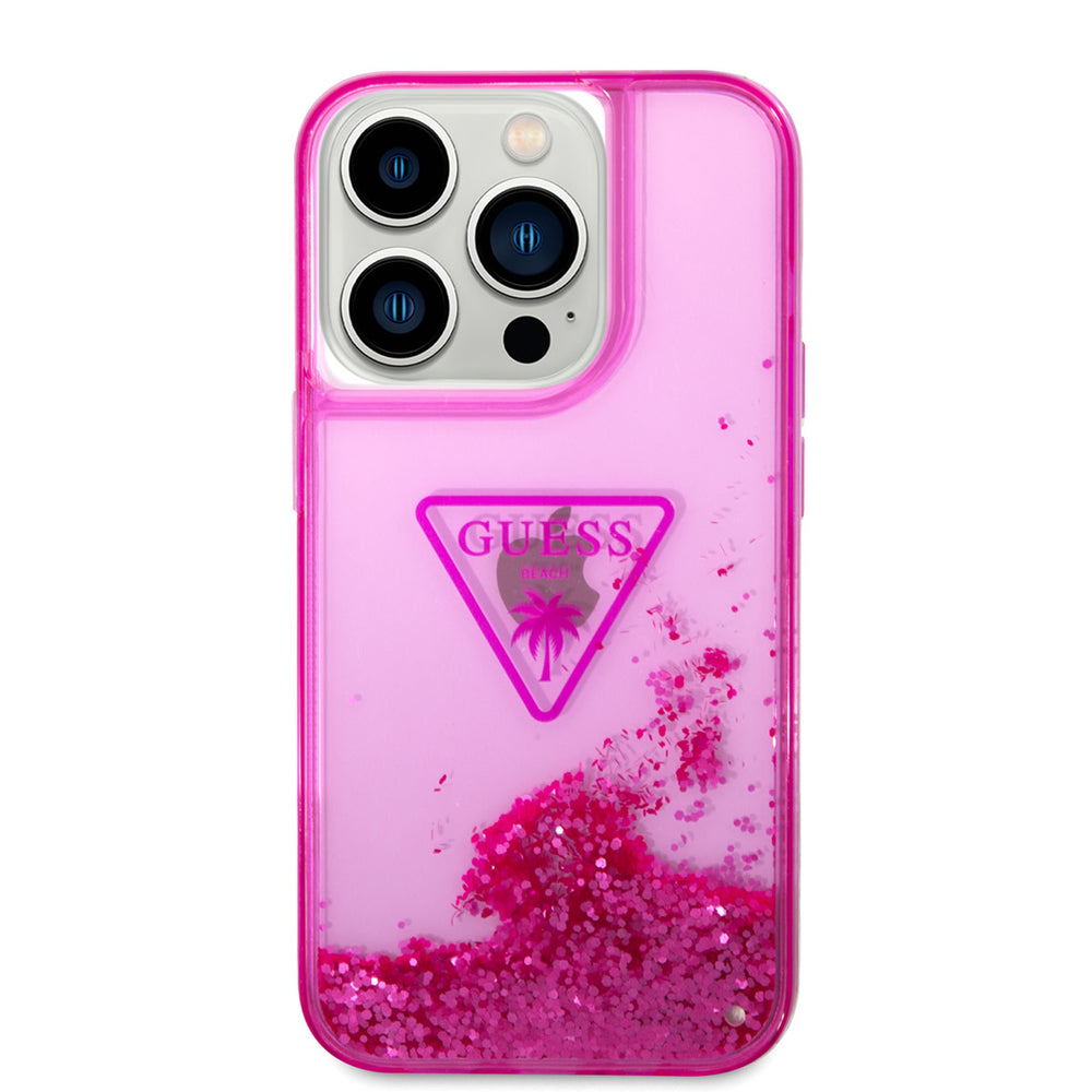 Guess TPU Liquid Glitter Hardcase Hoesje - Translucent - Apple iPhone 14 Pro-Hoesjes-Ilumina Benelux