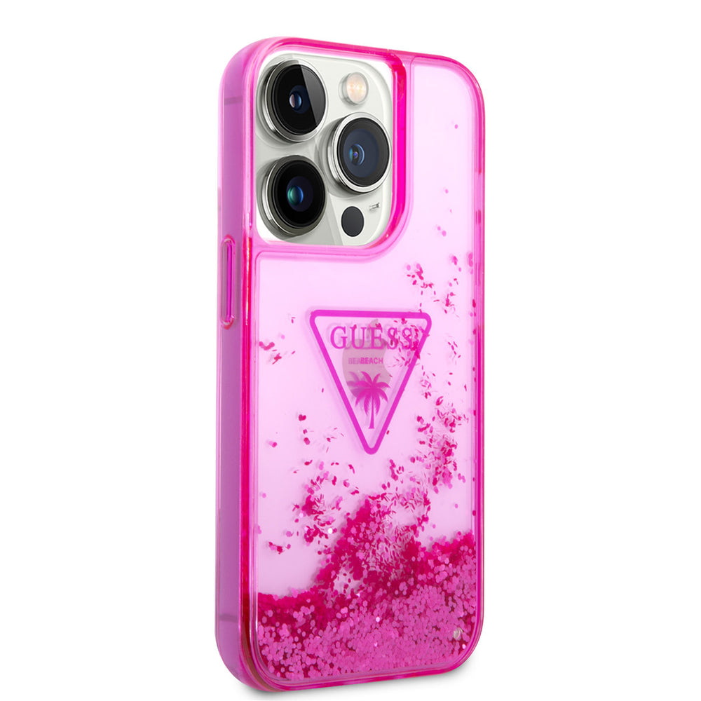 Guess TPU Liquid Glitter Hardcase Hoesje - Translucent - Apple iPhone 14 Pro-Hoesjes-Ilumina Benelux