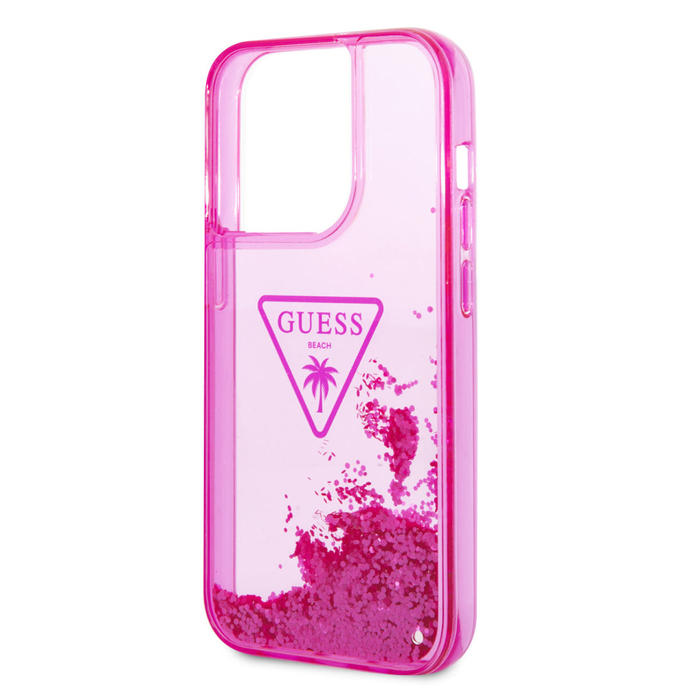 Guess TPU Liquid Glitter Hardcase Hoesje - Translucent - Apple iPhone 14 Pro-Hoesjes-Ilumina Benelux