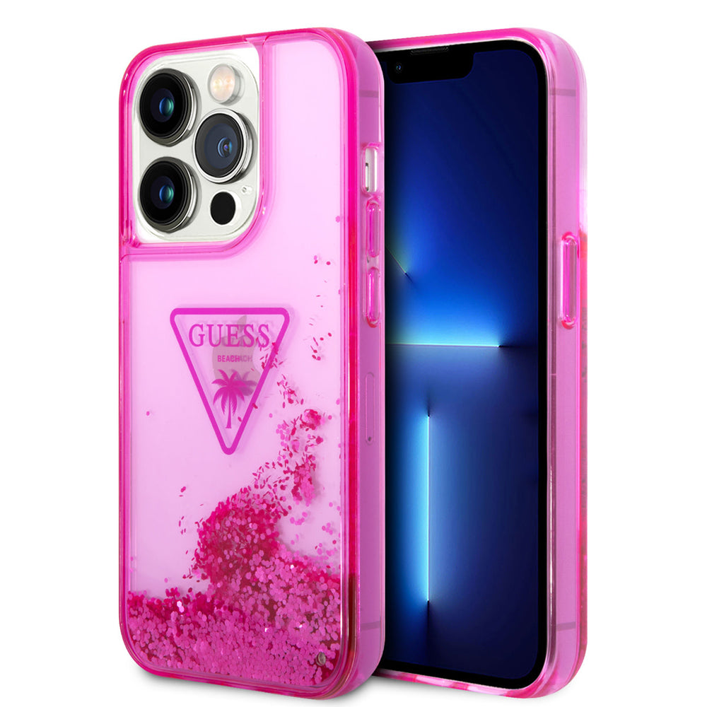 Guess TPU Liquid Glitter Hardcase Hoesje - Translucent - Apple iPhone 14 Pro-Hoesjes-Ilumina Benelux
