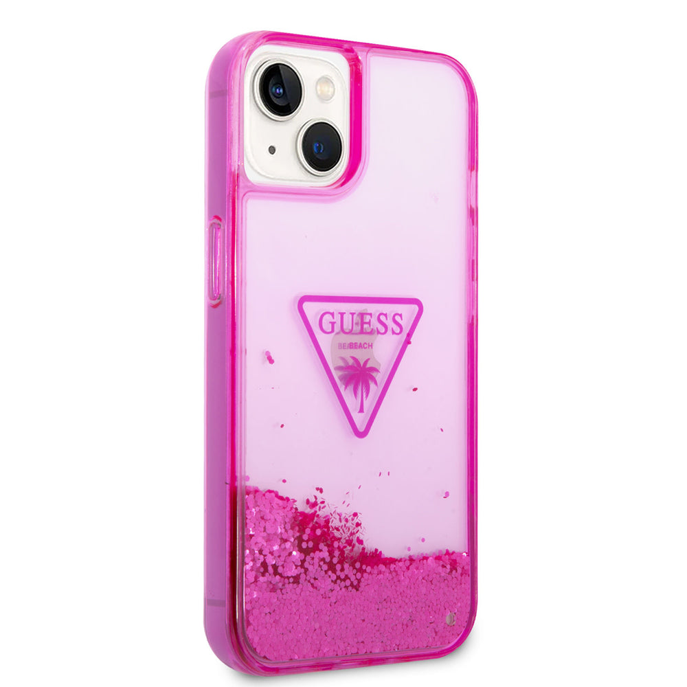 Guess TPU Liquid Glitter Hardcase Hoesje voor Apple iPhone 14 & 15 Plus - Translucent-Hoesjes-Ilumina Benelux