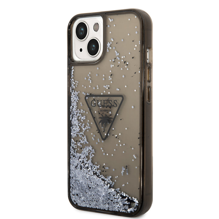 Guess TPU Liquid Glitter Hardcase Hoesje voor Apple iPhone 14 & 15 Plus - Translucent Zwart-Hoesjes-Ilumina Benelux