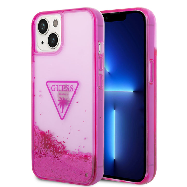 Guess TPU Liquid Glitter Hardcase Hoesje voor Apple iPhone 14 & 15 Plus - Translucent-Hoesjes-Ilumina Benelux