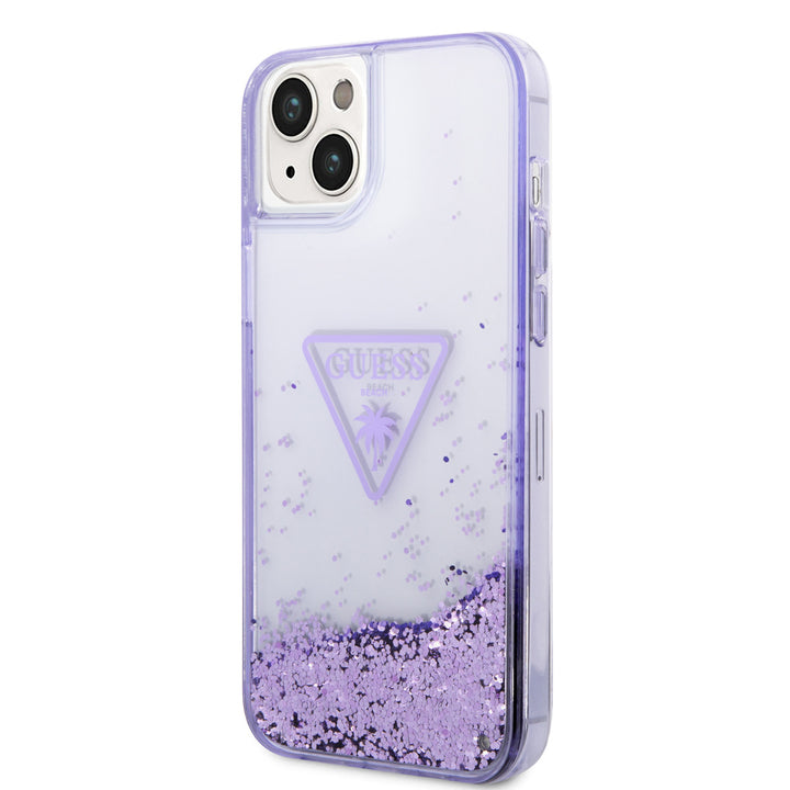 Guess TPU Liquid Glitter Translucent Hardcase Hoesje voor Apple iPhone 14 & 15 Plus - Paars-Hoesjes-Ilumina Benelux