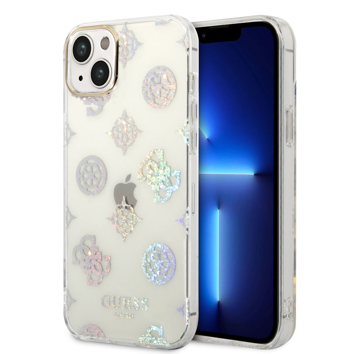 Guess TPU Peony Glitter Hardcase Hoesje voor Apple iPhone 14 & 15 Plus-Hoesjes-Ilumina Benelux
