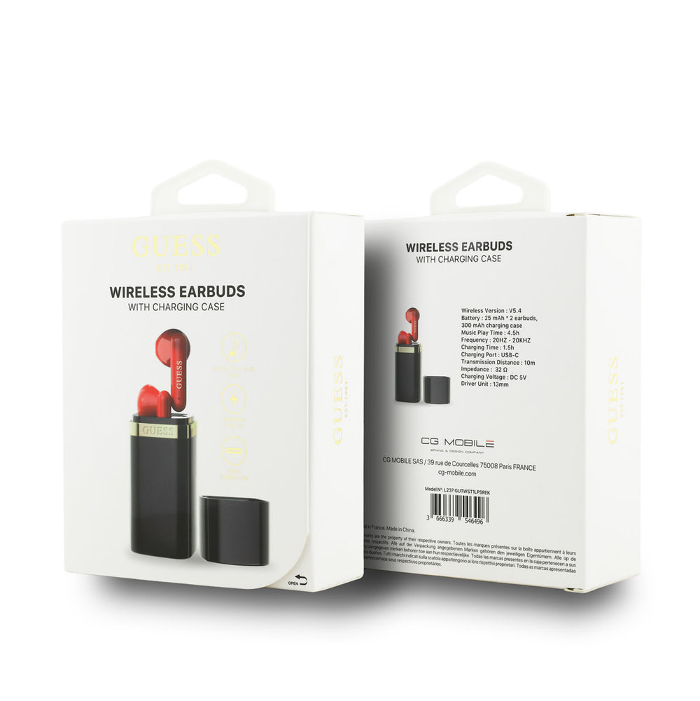 Guess TWS Lipstick with Red Earbuds - Zwart-In-ear koptelefoon-Ilumina Benelux