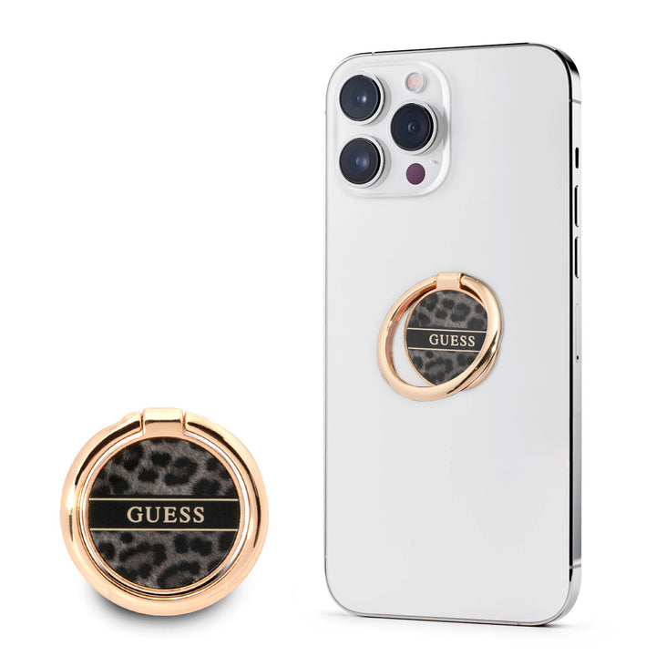 Guess Telefoon Ring houder - Leopard Ring Stand - Zwart-Telefoonkoord-Ilumina Benelux