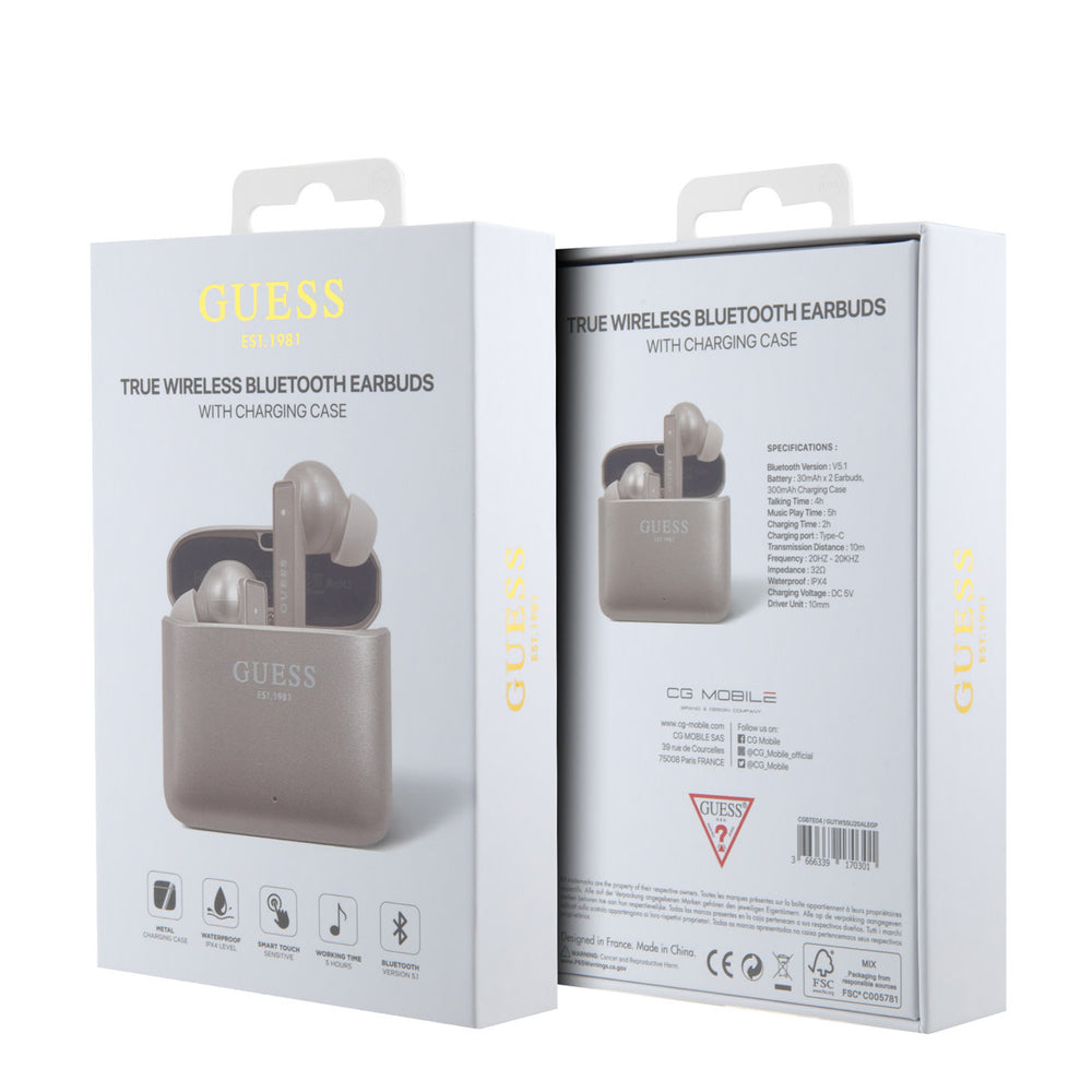 Guess True Wireless Bluetooth Earbuds - Satined Finish - Roze-In-ear koptelefoon-Ilumina Benelux
