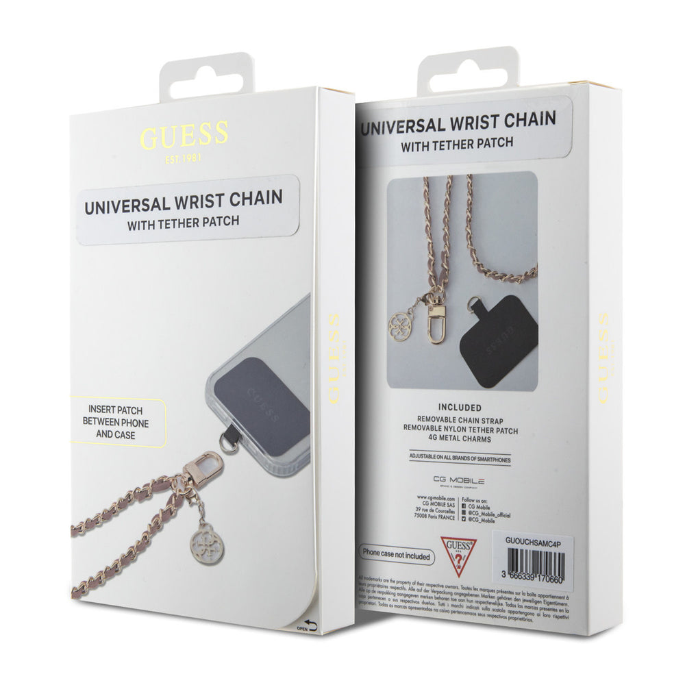 Guess Universal Wrist Chain - Tether Patch - 4G Charm - Roze-Telefoonkoord-Ilumina Benelux