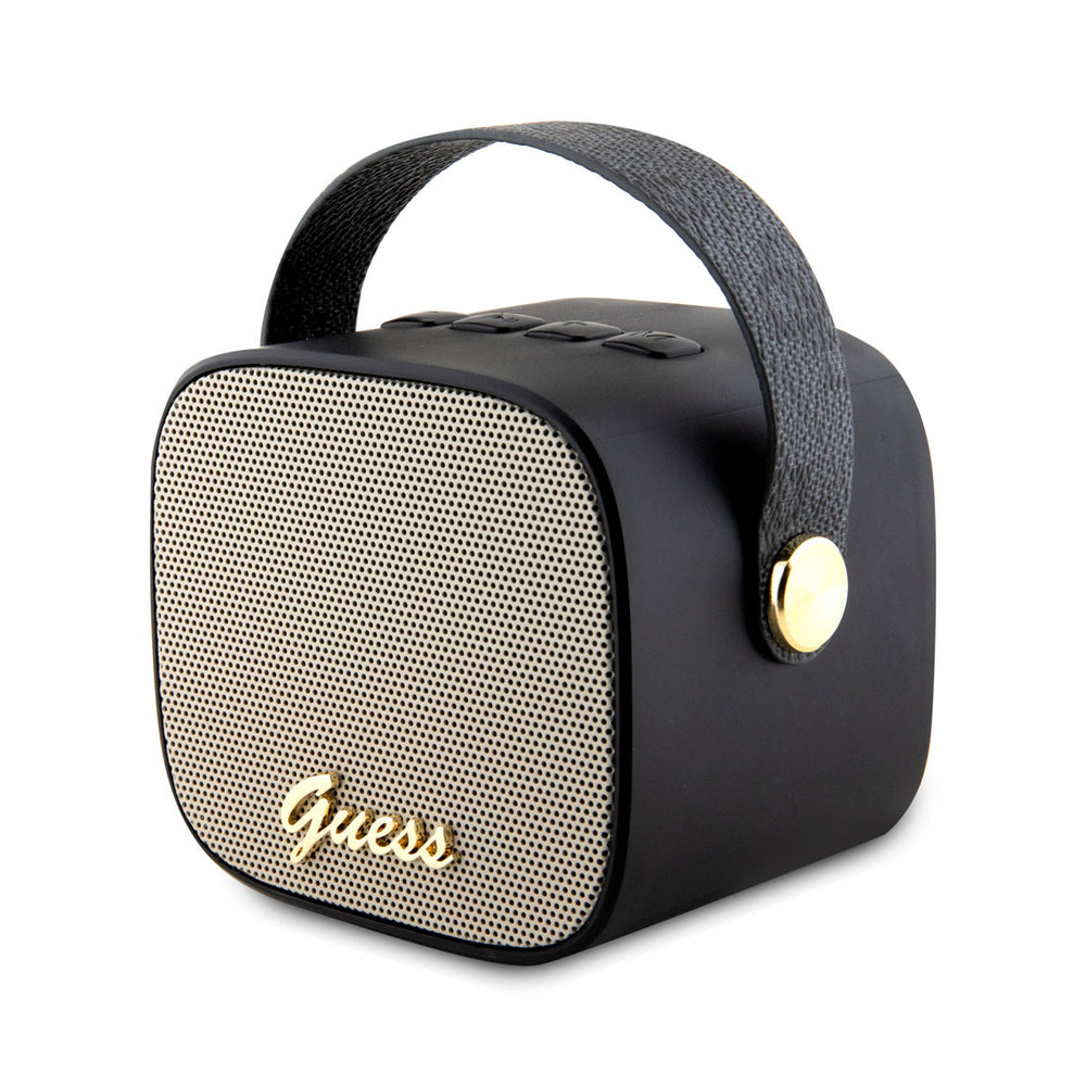 Guess Wireless Bluetooth Speaker with Handle - PU Leather - Script Logo - Zwart-Hoesjes-Ilumina Benelux