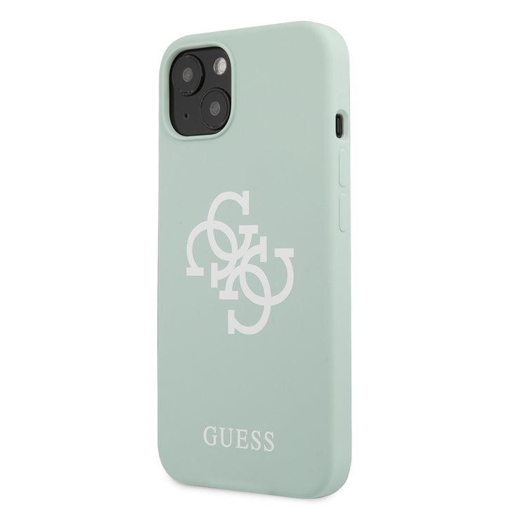 Guess iPhone 13 Mini Hardcase Backcover hoesje - White 4G Logo - Mint Groen-Hoesjes-Ilumina Benelux