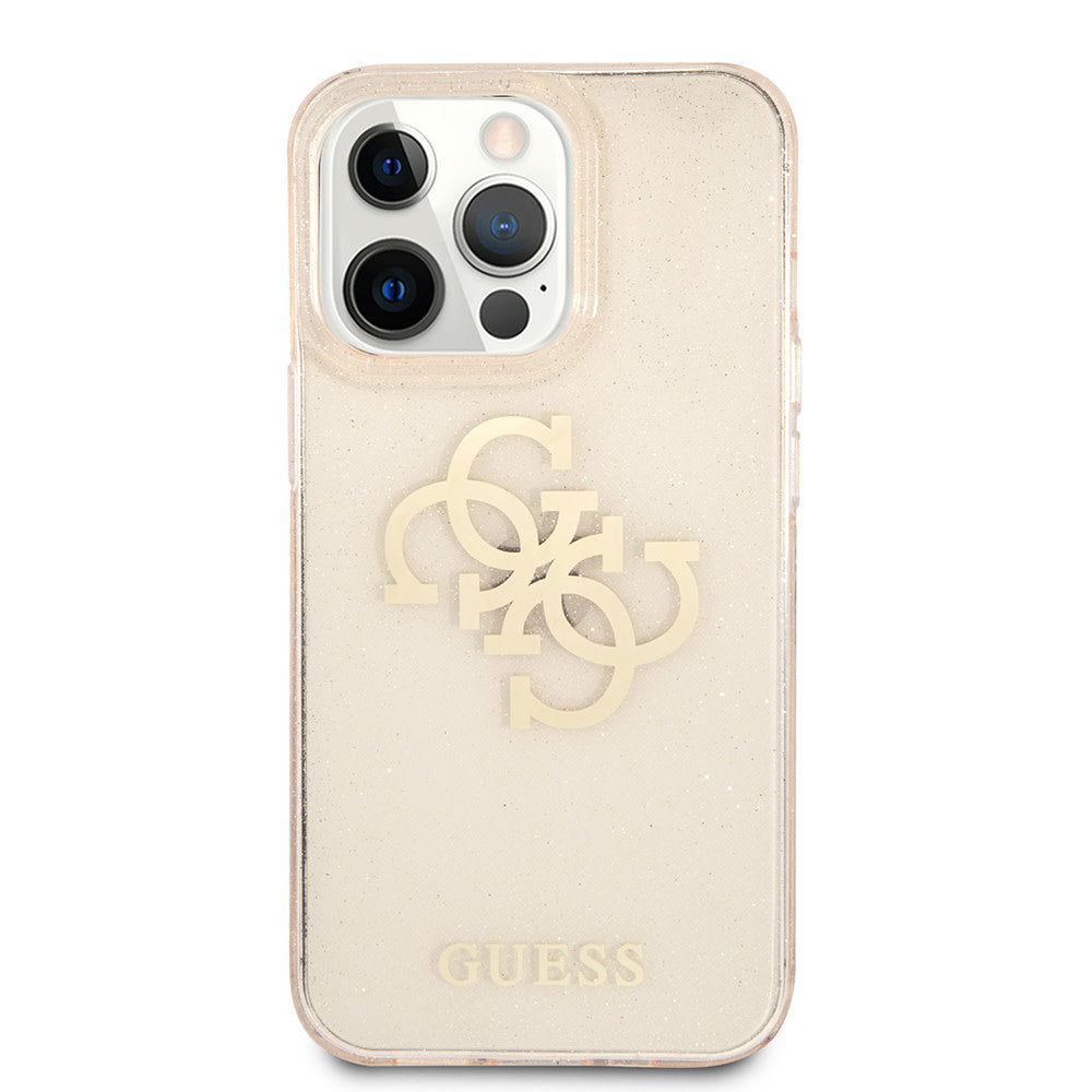 Guess iPhone 13 Pro Backcover hoesje Glitter big gold 4G - Goud-Hoesjes-Ilumina Benelux
