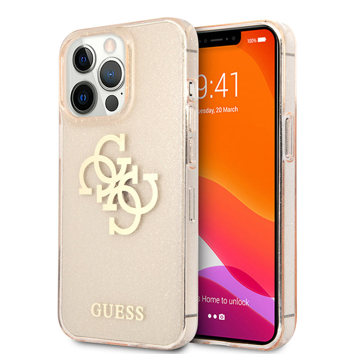 Guess iPhone 13 Pro Backcover hoesje Glitter big gold 4G - Goud-Hoesjes-Ilumina Benelux