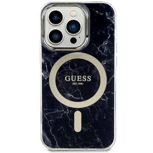 Guess iPhone 13 Pro Backcover hoesje Magsafe IML marble - Zwart-Hoesjes-Ilumina Benelux