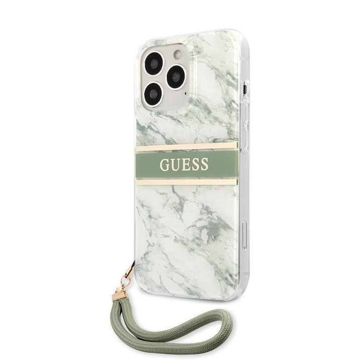 Guess iPhone 13 Pro Backcover hoesje Marble strap - Groen-Hoesjes-Ilumina Benelux