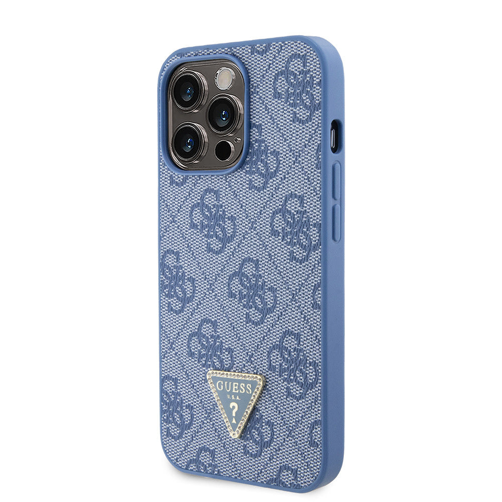 Guess iPhone 13 Pro Backcover hoesje Metal logo strass crossbody - Blauw-Hoesjes-Ilumina Benelux