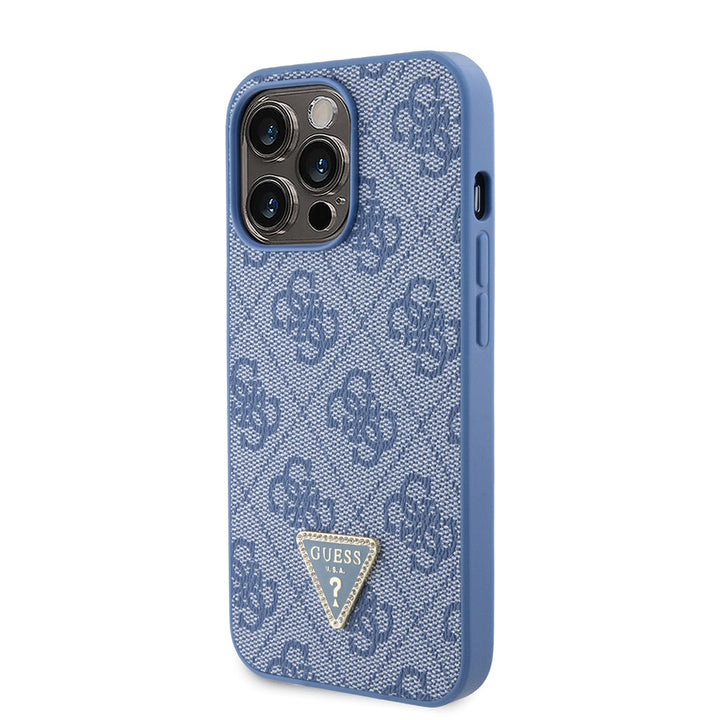 Guess iPhone 13 Pro Backcover hoesje Metal logo strass crossbody - Blauw-Hoesjes-Ilumina Benelux