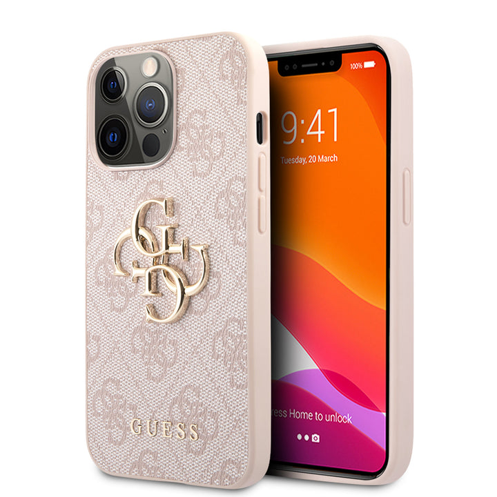 Guess iPhone 13 Pro Max Hardcase Backcover - Gold 4G Logo - Roze-Hoesjes-Ilumina Benelux
