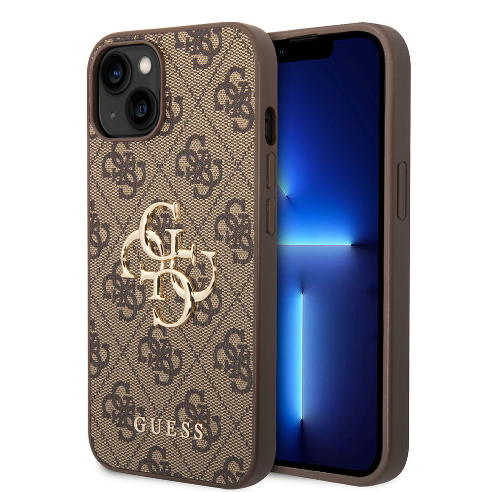 Guess iPhone 14 & 13 Hardcase Backcover - 4G - Big Metal Logo - Bruin-Hoesjes-Ilumina Benelux