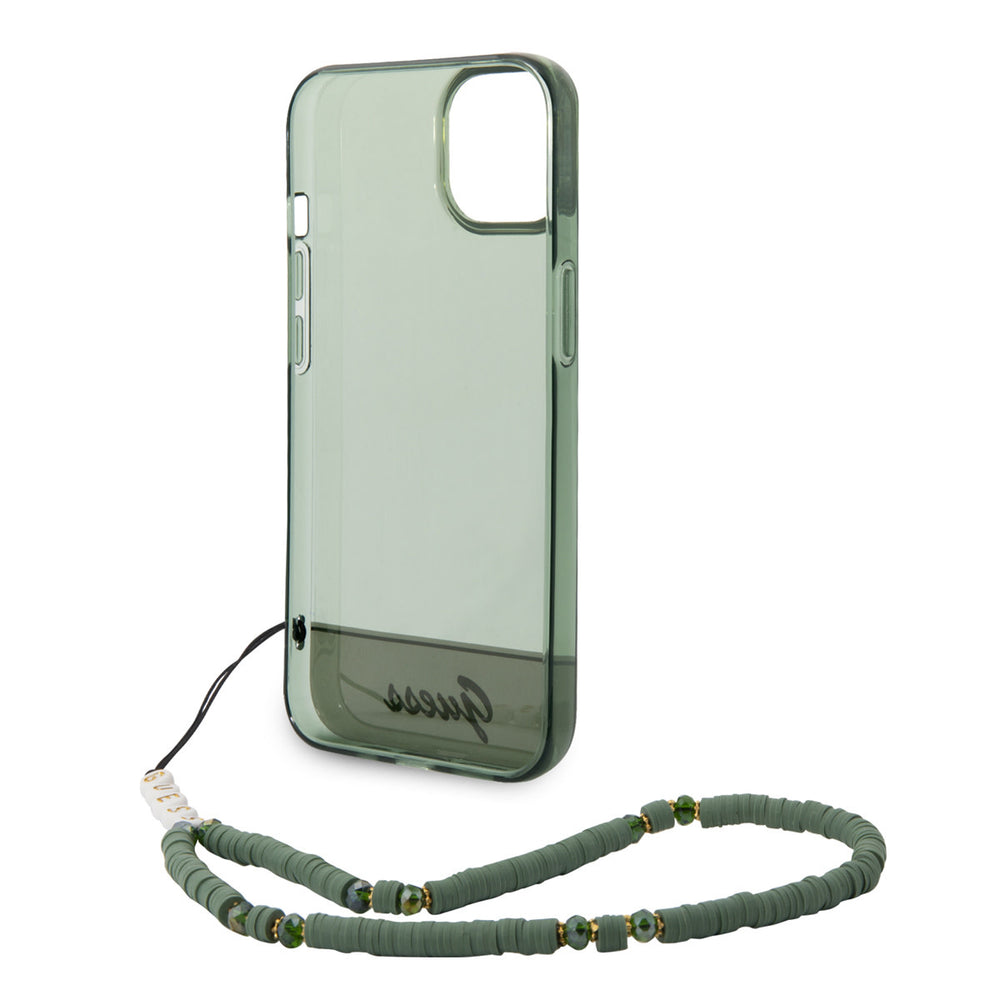 Guess iPhone 14 & 13 Hardcase Backcover - Doorzichtig - met koord - Groen-Hoesjes-Ilumina Benelux