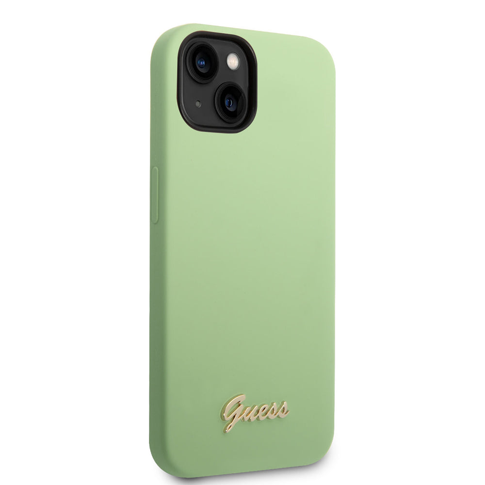Guess iPhone 14 & 13 Silicone Backcover - Metal logo - Groen-Hoesjes-Ilumina Benelux