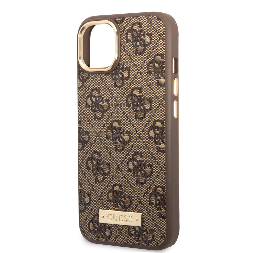 Guess iPhone 14 & 15 Plus Hardcase Backcover - 4G - Gold Camera & Buttons - Magsafe Compatible - Bruin-Hoesjes-Ilumina Benelux