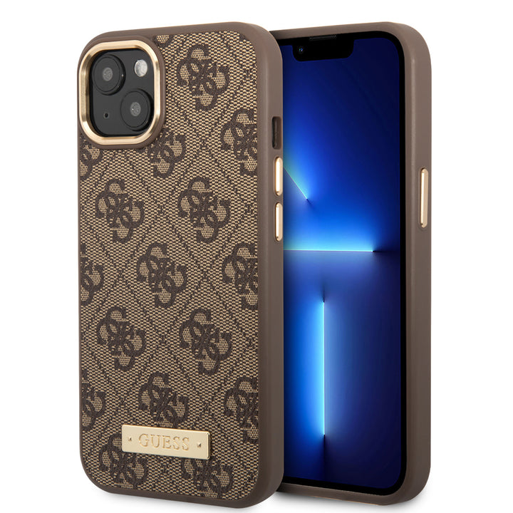 Guess iPhone 14 & 15 Plus Hardcase Backcover - 4G - Gold Camera & Buttons - Magsafe Compatible - Bruin-Hoesjes-Ilumina Benelux
