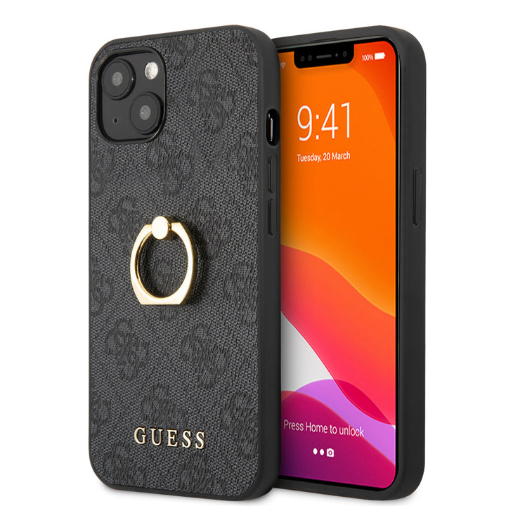 Guess iPhone 14 & 15 Plus Hardcase Backcover - 4G - Met Ringhouder - Grijs-Hoesjes-Ilumina Benelux