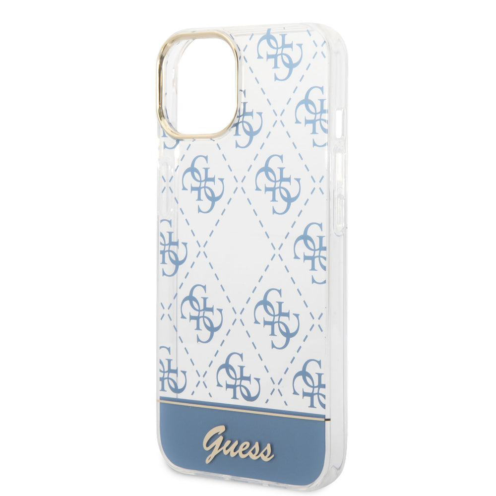 Guess iPhone 14 & 15 Plus Hardcase Backcover - 4G Pattern Script - Blauw-Hoesjes-Ilumina Benelux