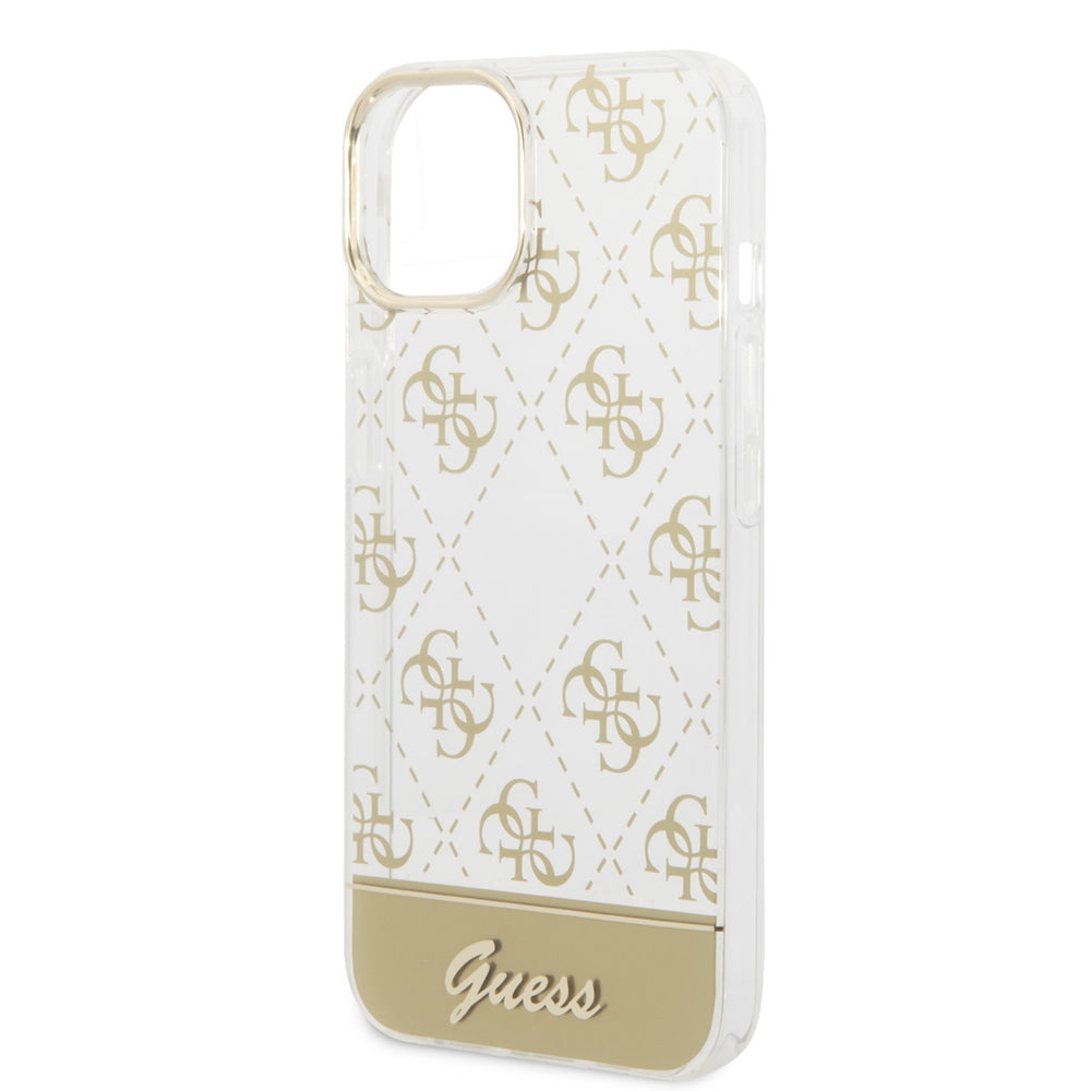 Guess iPhone 14 & 15 Plus Hardcase Backcover - 4G Pattern Script - Goud-Hoesjes-Ilumina Benelux