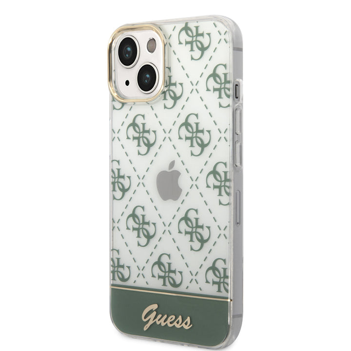 Guess iPhone 14 & 15 Plus Hardcase Backcover - 4G Pattern Script - Groen-Hoesjes-Ilumina Benelux