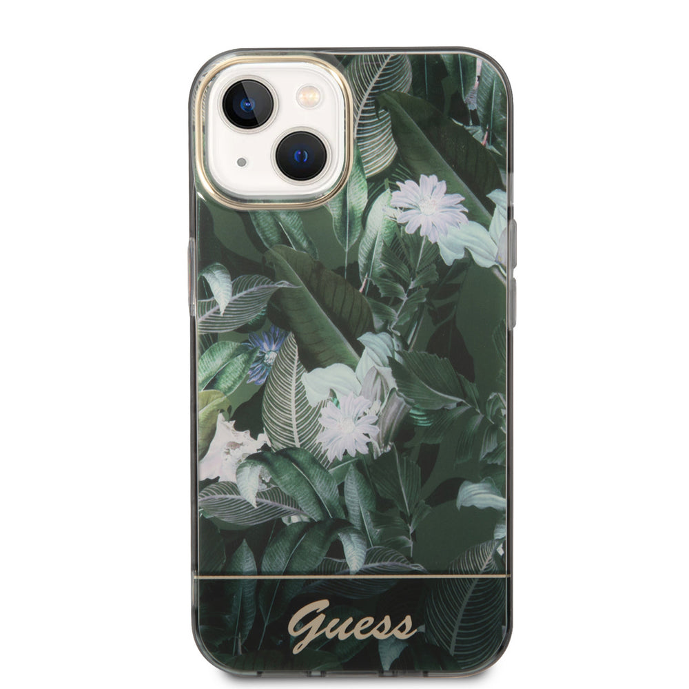 Guess iPhone 14 & 15 Plus Hardcase Backcover - Jungle Collectie - Groen-Hoesjes-Ilumina Benelux