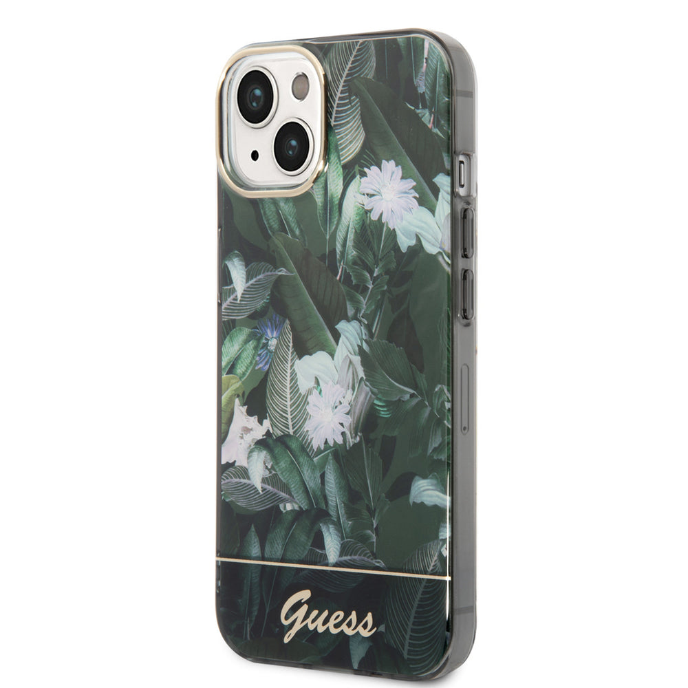 Guess iPhone 14 & 15 Plus Hardcase Backcover - Jungle Collectie - Groen-Hoesjes-Ilumina Benelux