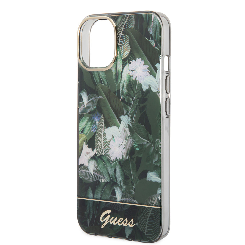 Guess iPhone 14 & 15 Plus Hardcase Backcover - Jungle Collectie - Groen-Hoesjes-Ilumina Benelux