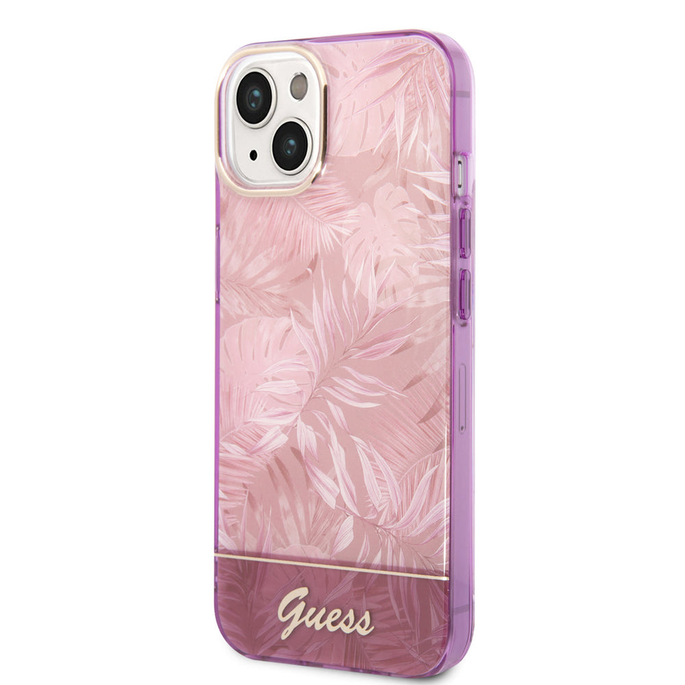 Guess iPhone 14 & 15 Plus Hardcase Backcover - Jungle Collectie - Roze-Hoesjes-Ilumina Benelux