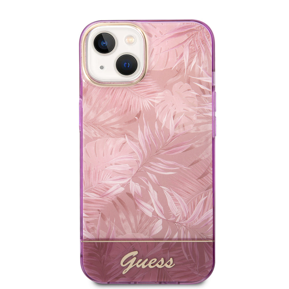Guess iPhone 14 & 15 Plus Hardcase Backcover - Jungle Collectie - Roze-Hoesjes-Ilumina Benelux