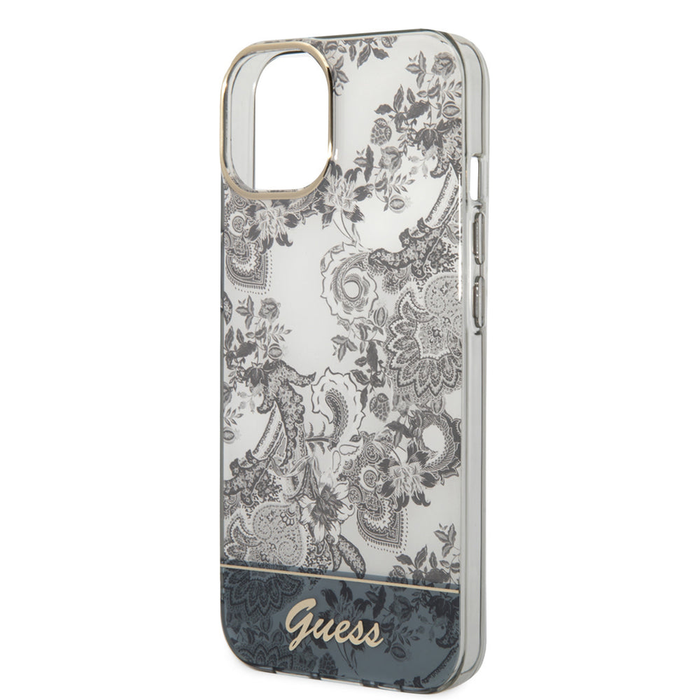 Guess iPhone 14 & 15 Plus Hardcase Backcover - Porselein Collectie - Grijs-Hoesjes-Ilumina Benelux