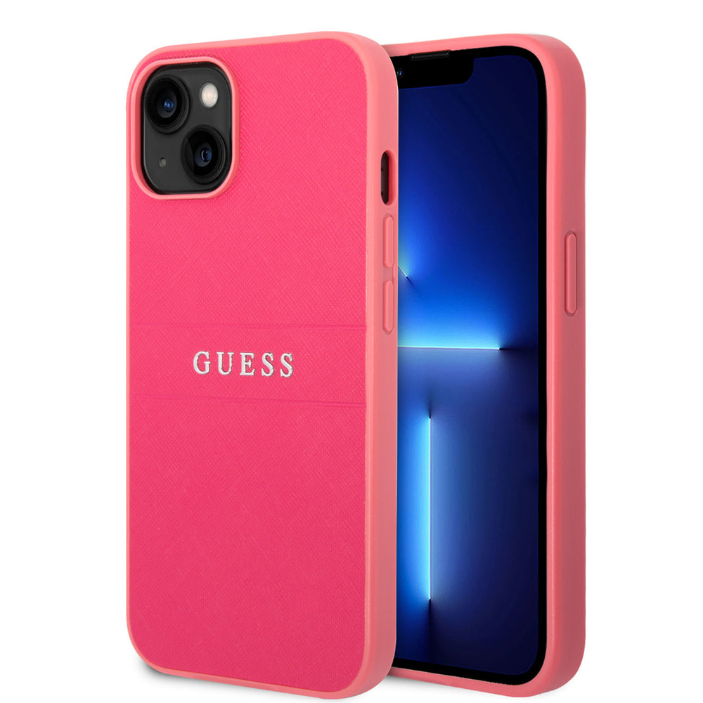 Guess iPhone 14 & 15 Plus Hardcase Backcover - Saffiano - Fuchsia-Hoesjes-Ilumina Benelux