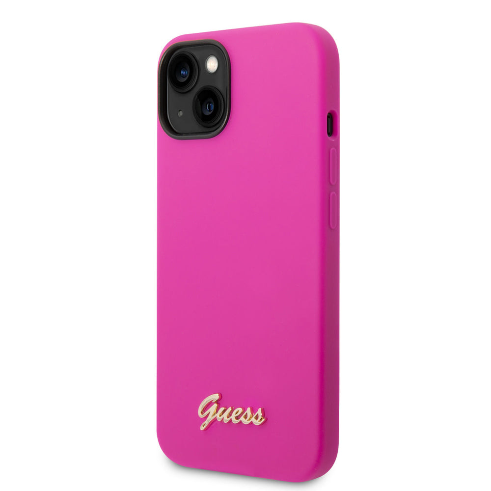 Guess iPhone 14 & 15 Plus Silicone Backcover - Metal logo - Fuchsia-Hoesjes-Ilumina Benelux