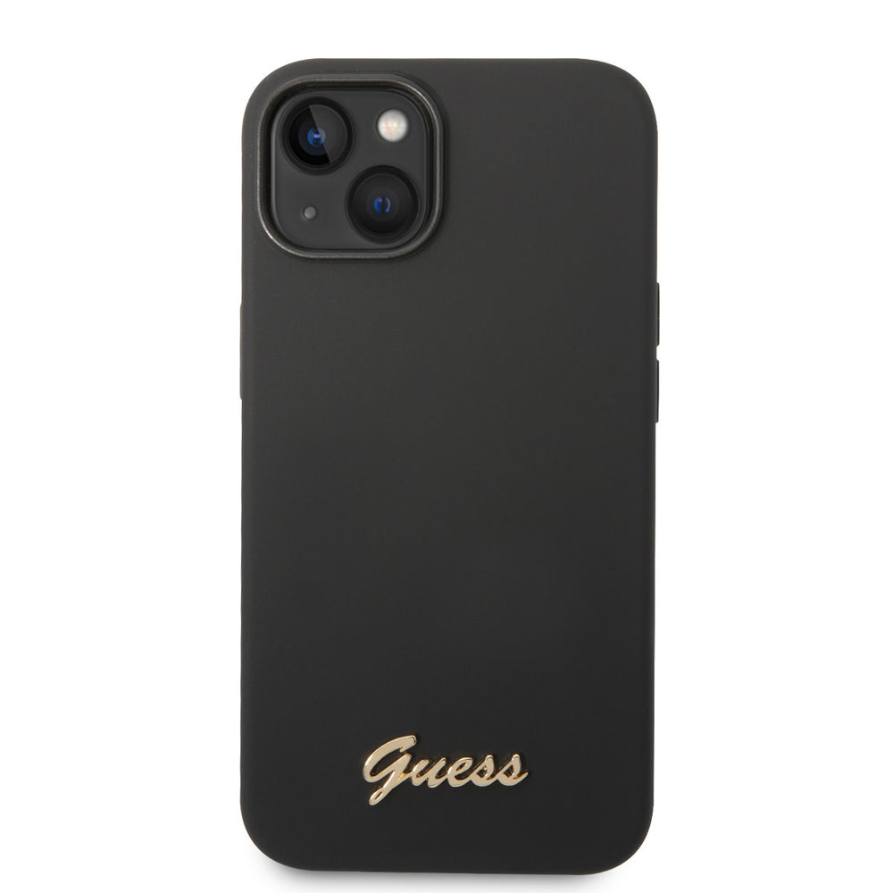 Guess iPhone 14 & 15 Plus Silicone Backcover - Metal logo - Zwart-Hoesjes-Ilumina Benelux