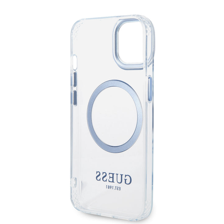 Guess iPhone 14 Plus en iPhone 15 Plus Backcover hoesje- Blauw-Hoesjes-Ilumina Benelux