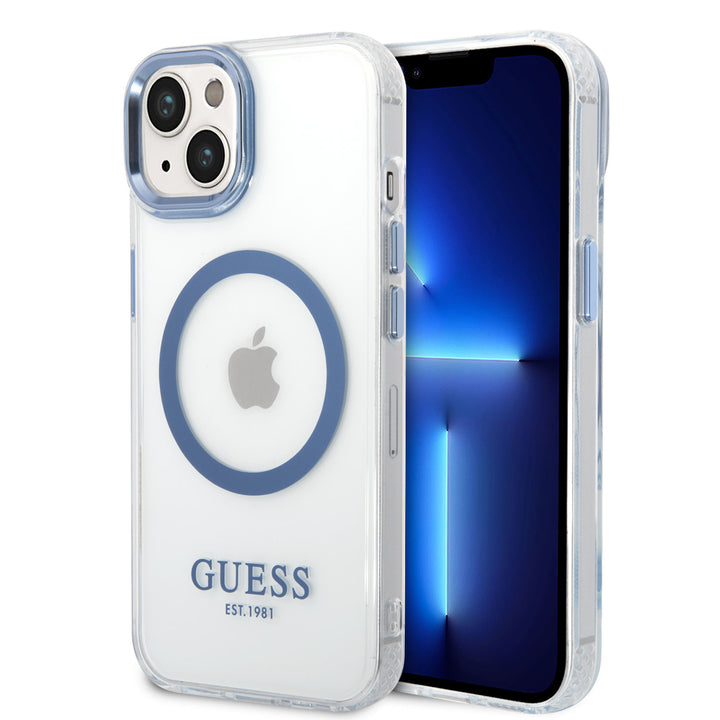 Guess iPhone 14 Plus en iPhone 15 Plus Backcover hoesje- Blauw-Hoesjes-Ilumina Benelux
