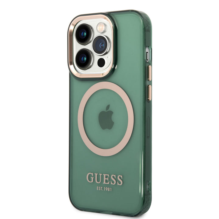 Guess iPhone 14 Pro Backcover hoesje - Kaki-Hoesjes-Ilumina Benelux