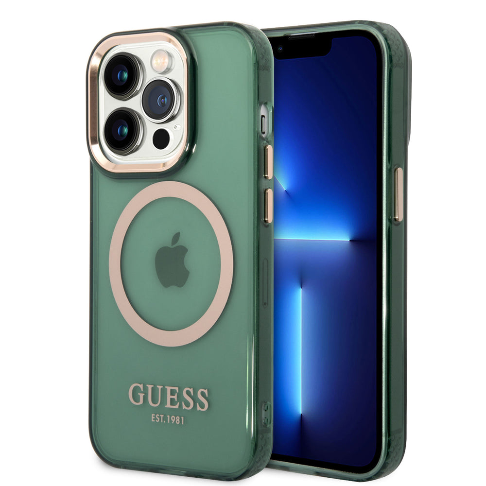 Guess iPhone 14 Pro Backcover hoesje - Kaki-Hoesjes-Ilumina Benelux